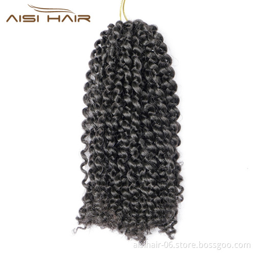 Aisi Hair 8 Inch 120g Curly Crochet Hair Marley Braids Synthetic Crochet Braids Hair Extensions for Women